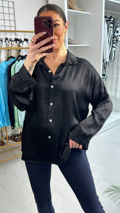 Ariela Plain Satin Relaxed Fit Shirt