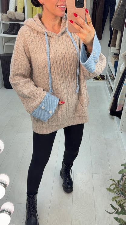 Madrina Cable Knit Hooded Jumper