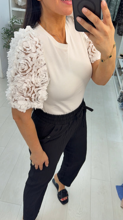 Flavia Mesh Floral Short Sleeve Top