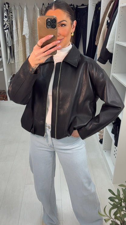 Demelza Faux Leather Zip Closure Super Soft Jacket