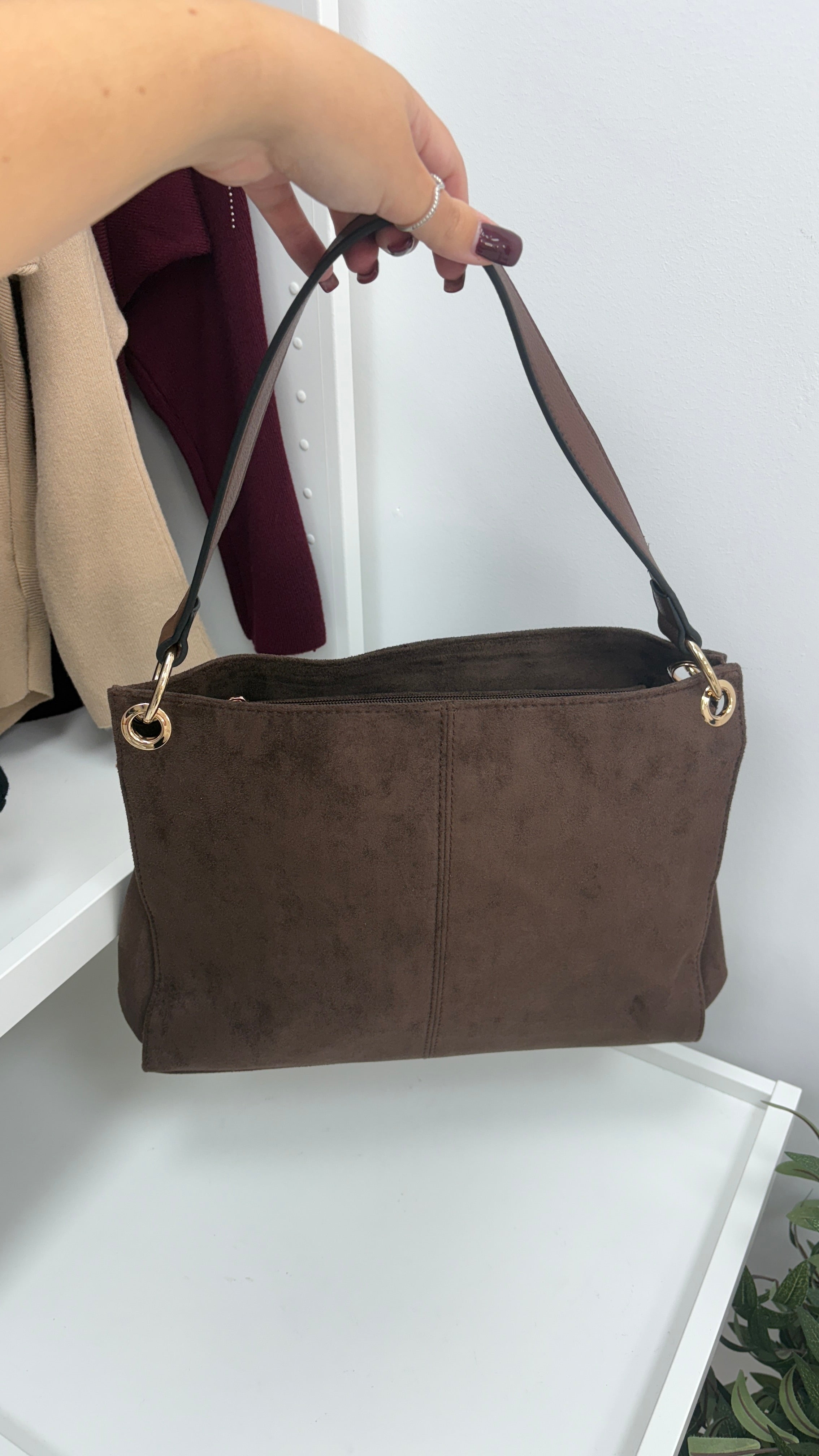 Mindi Faux Suede Shoulder Bag