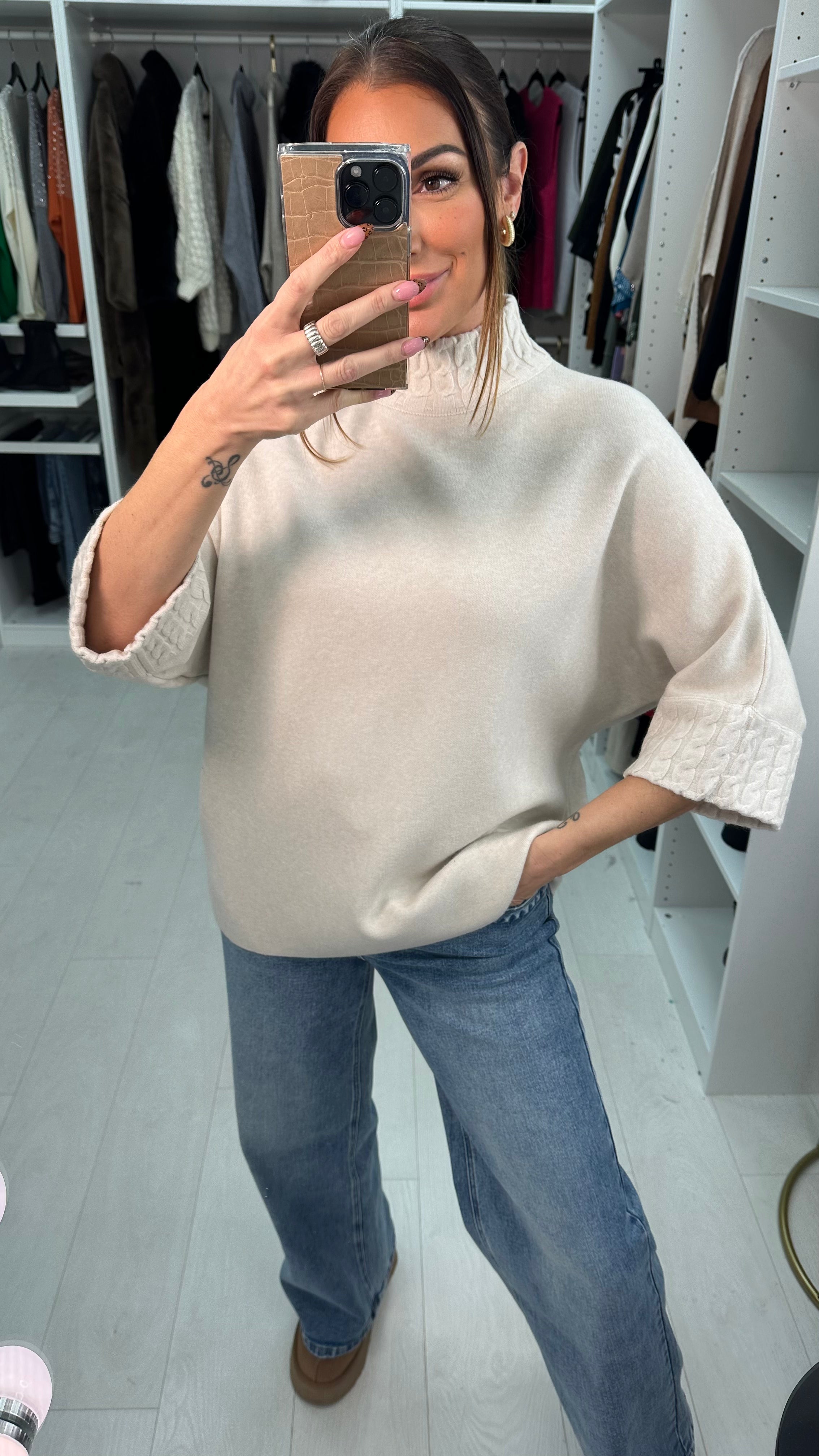 Maurice Cable Hem Detail 3/4 Sleeve Jumper