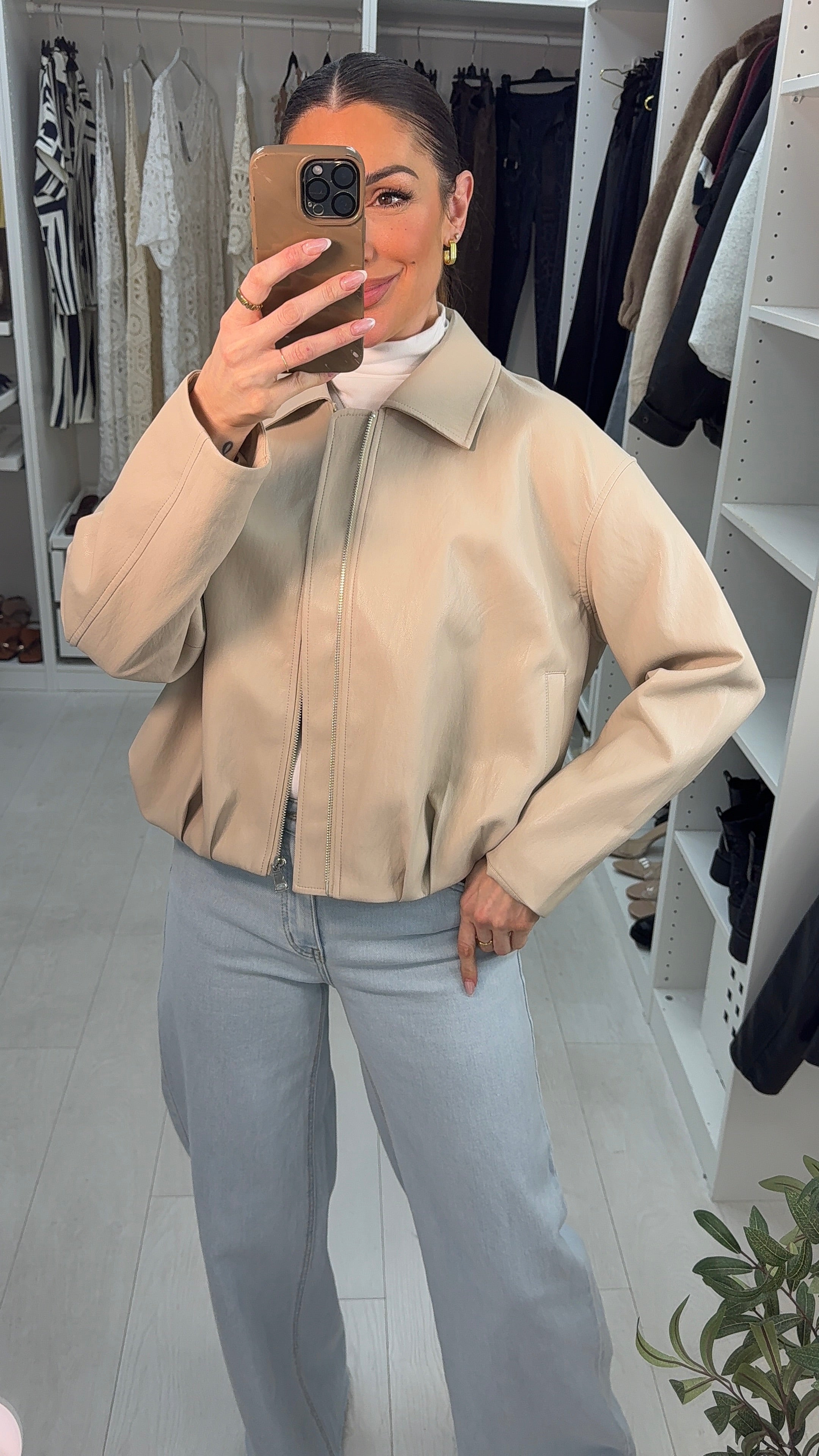 Demelza Faux Leather Zip Closure Super Soft Jacket