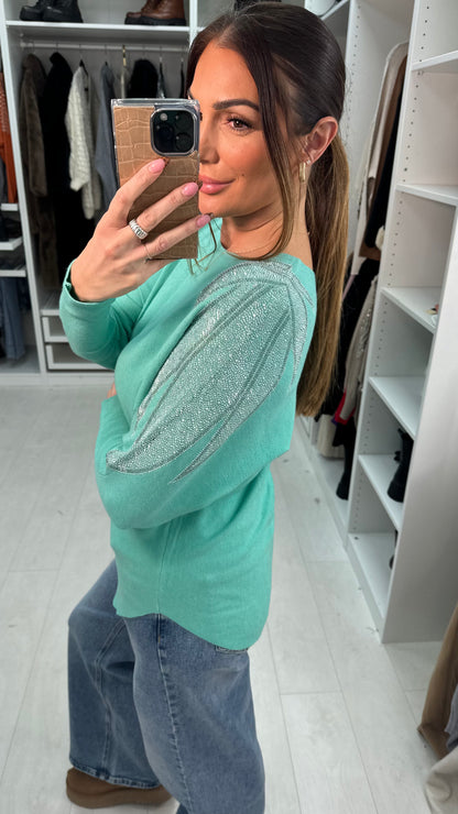 Coletta Embellished Shoulder Batwing Jumper