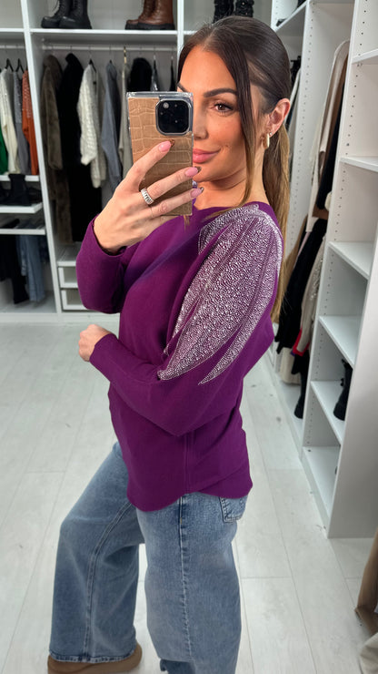 Coletta Embellished Shoulder Batwing Jumper