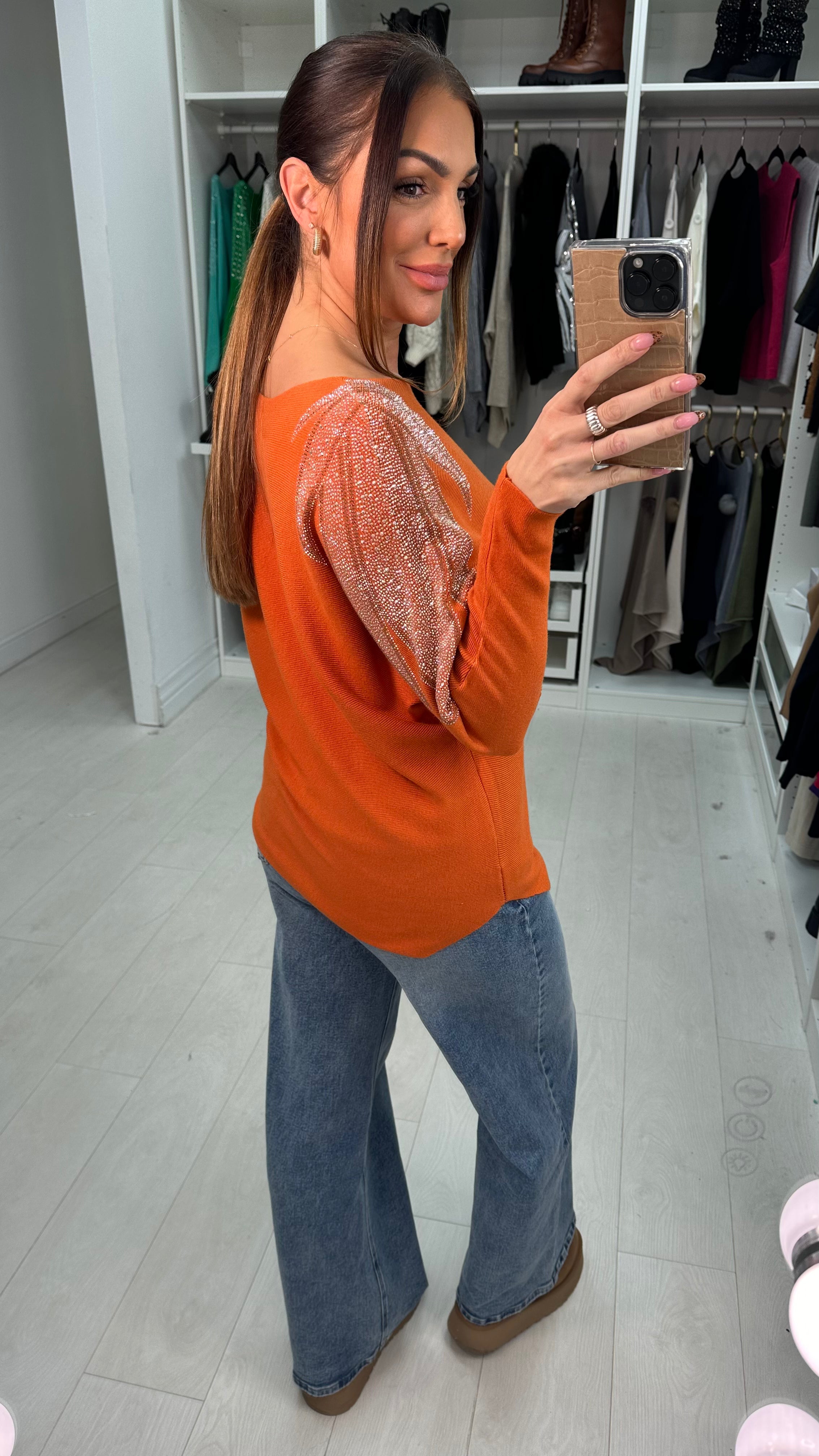 Coletta Embellished Shoulder Batwing Jumper