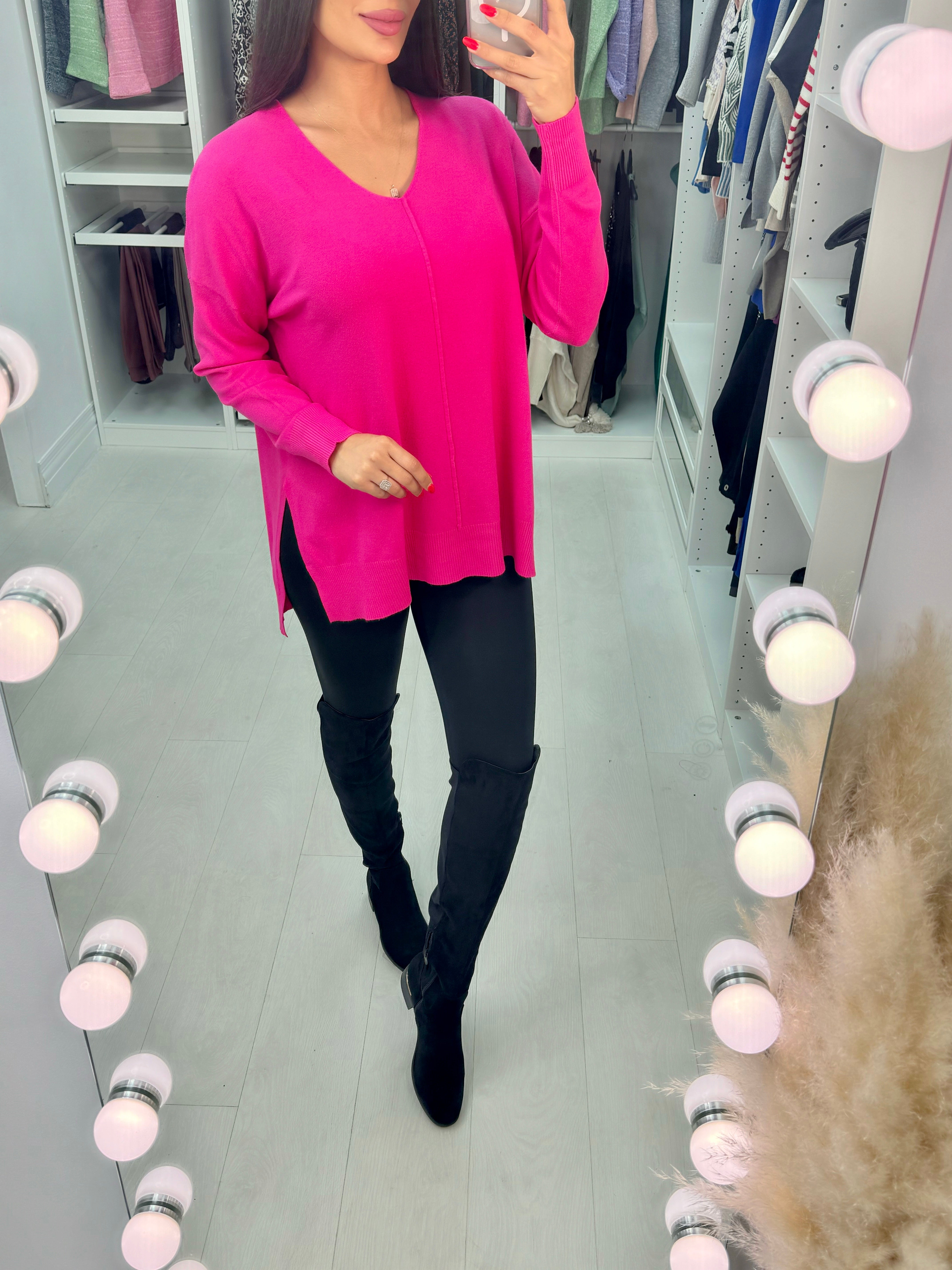 Sude Plain V Neck Jumper