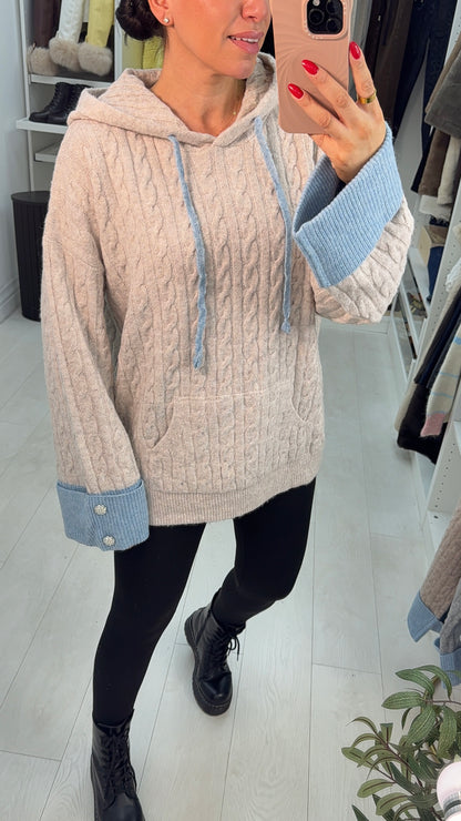 Madrina Cable Knit Hooded Jumper