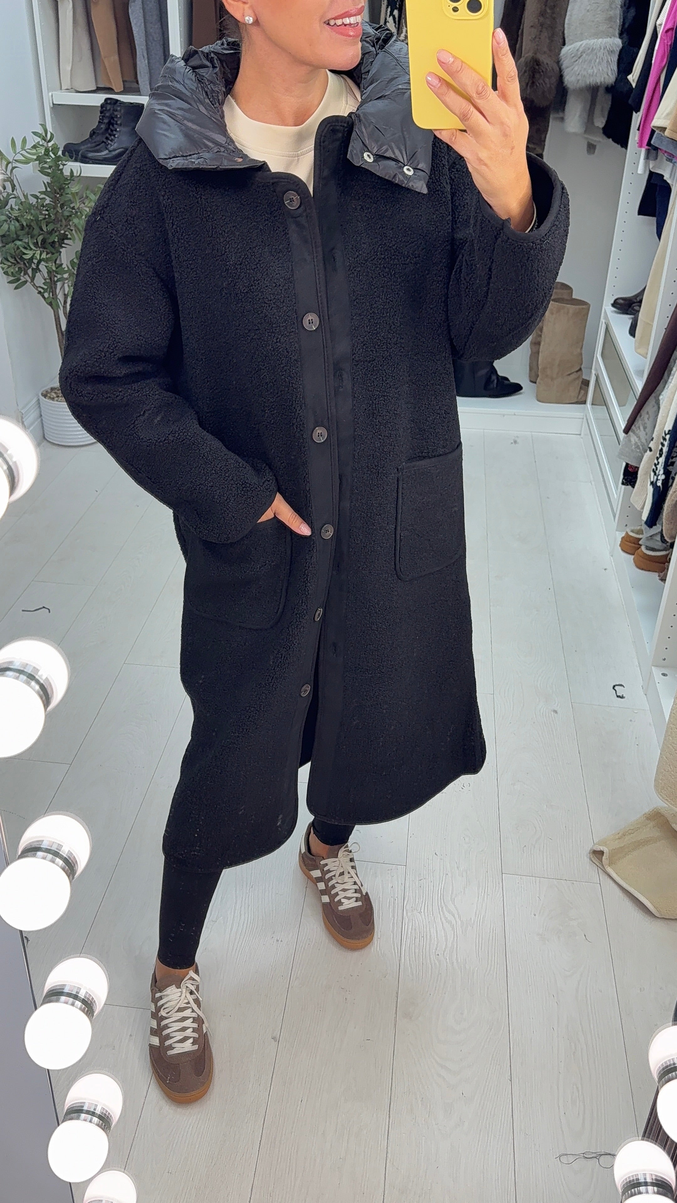 Dulcey Longline Hooded Boucle Coat