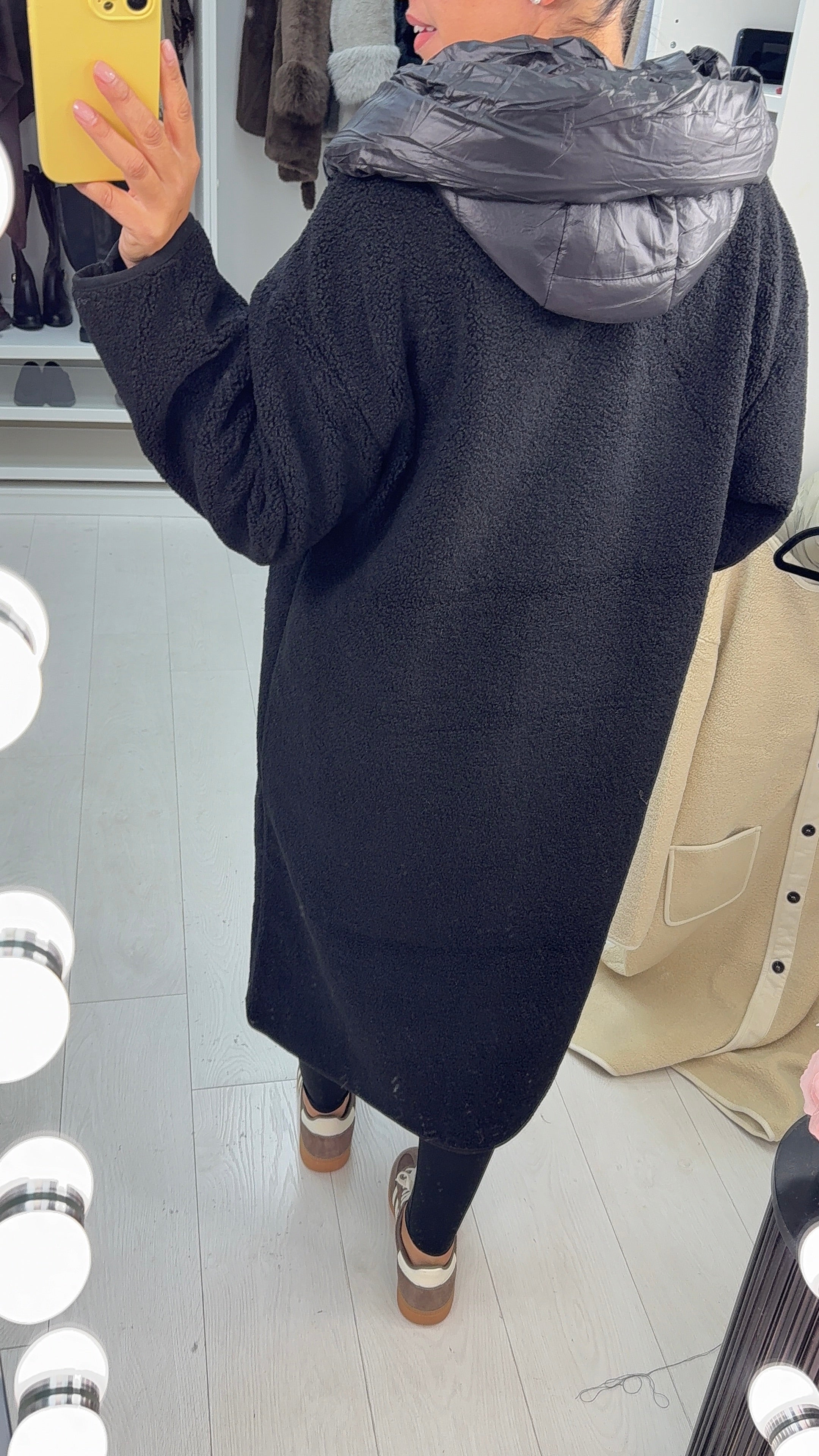 Dulcey Longline Hooded Boucle Coat