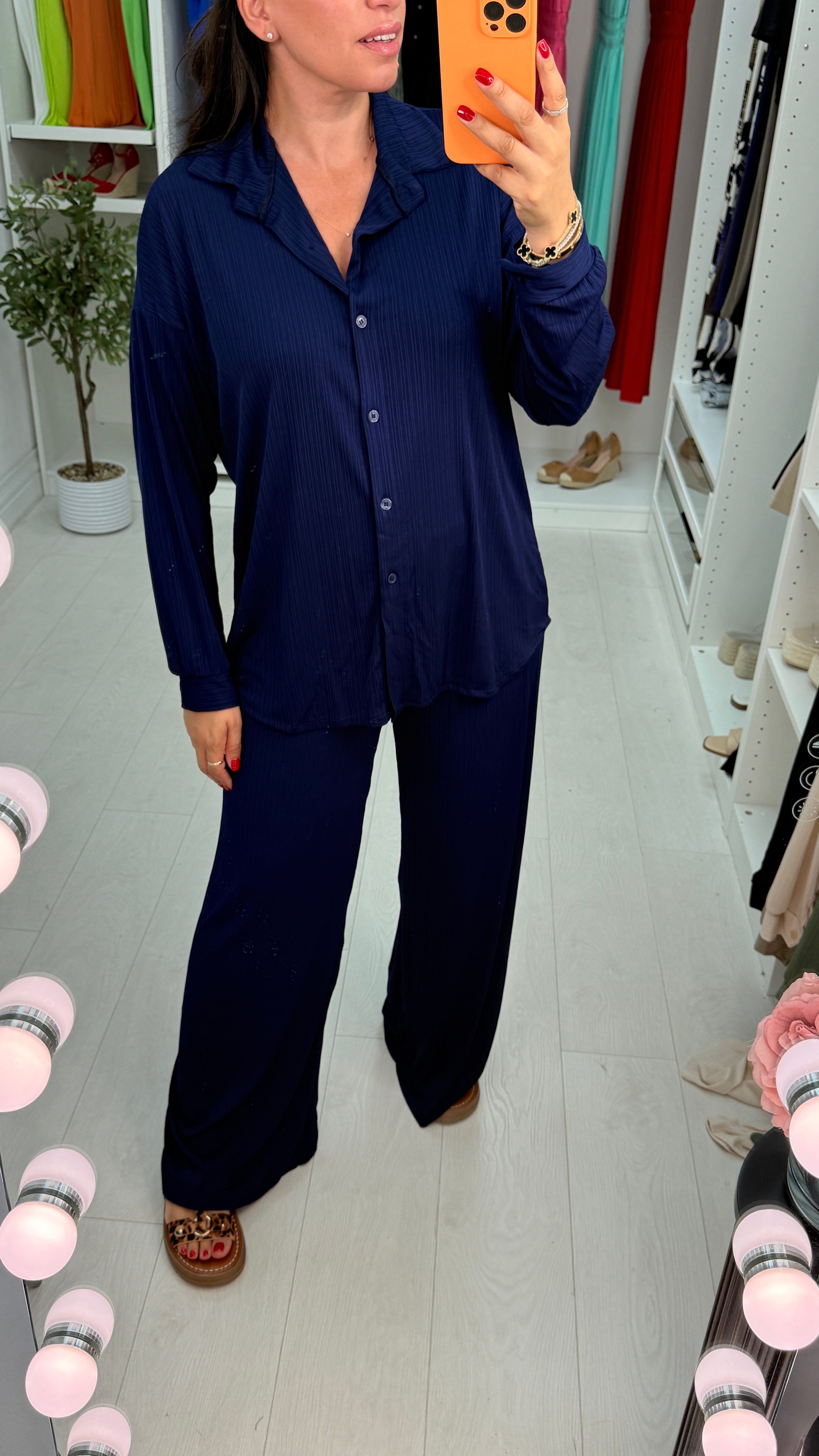 Cherelle Plain Shirt & Wide Leg Co-Ord Set