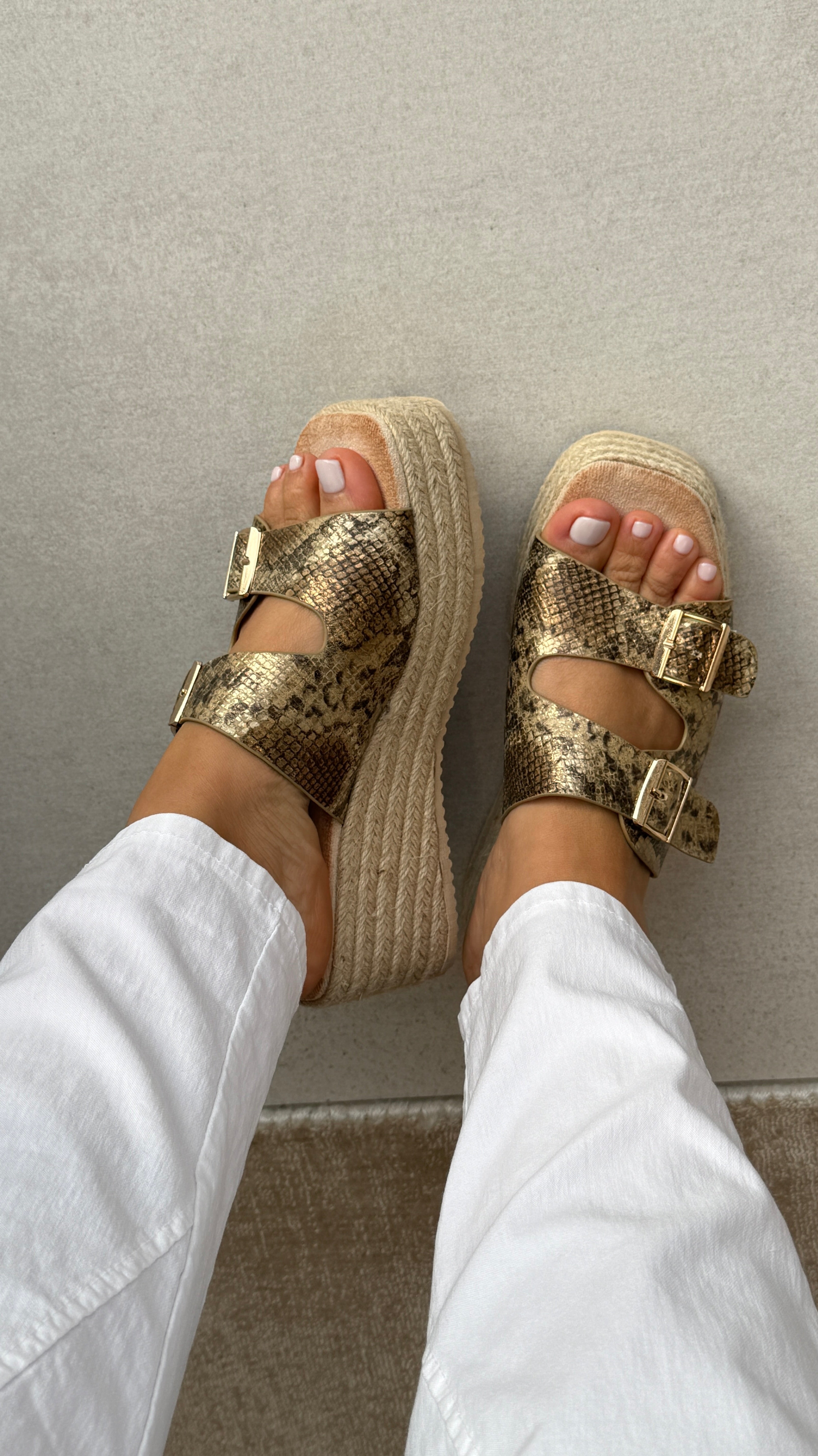 Lara Woven Platform Buckle Mules