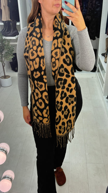 Kandice Leopard Pattern Fluffy Scarf
