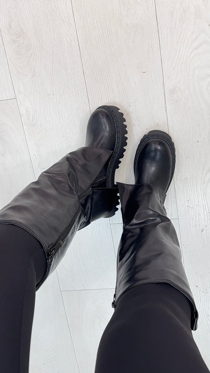 Rosalin Faux Leather Chunky Sole Boots