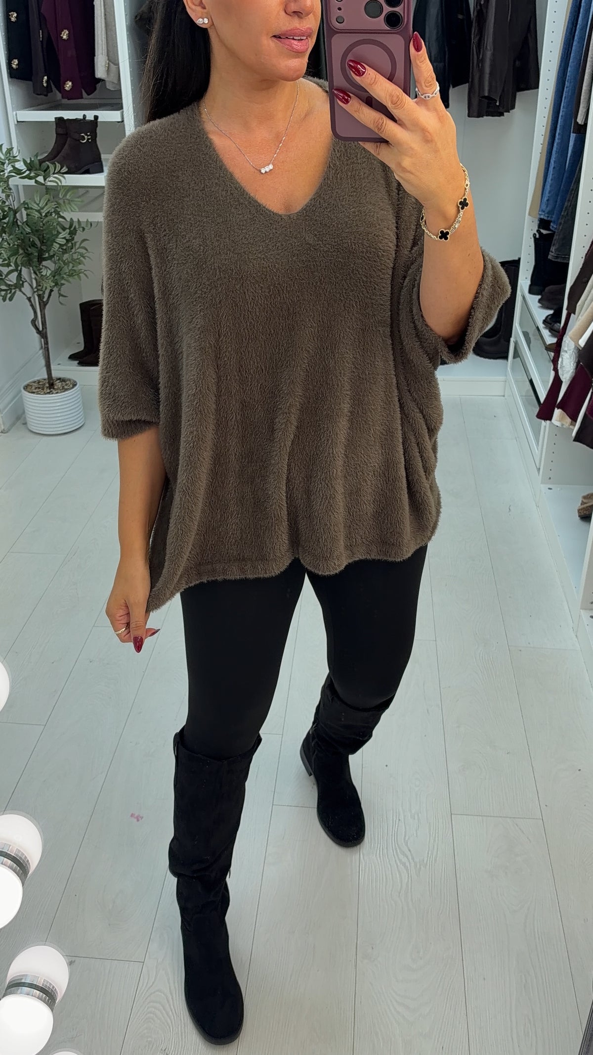 Trinity Plain Fluffy Batwing Jumper