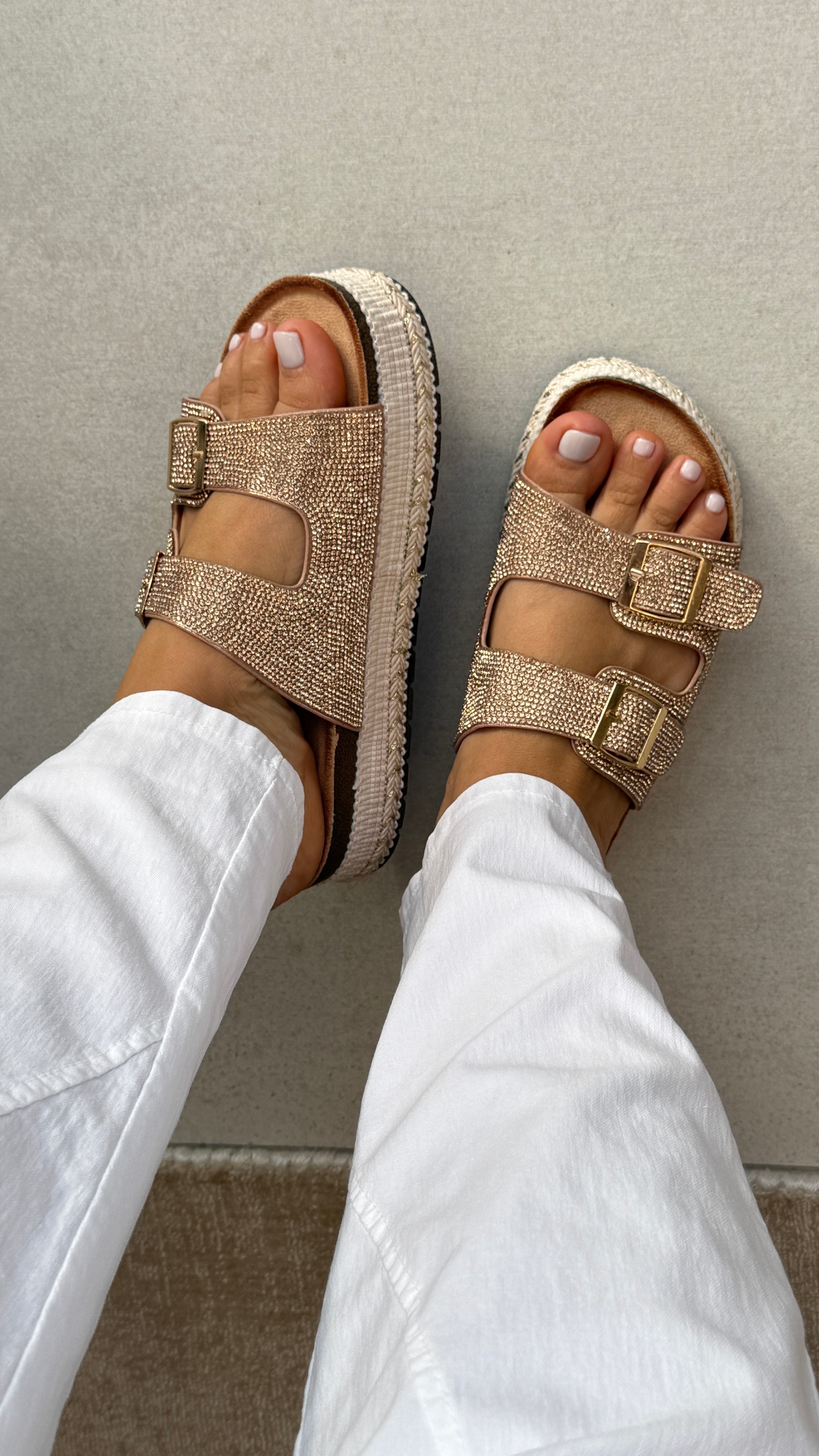 Miranda Embellished Detailed Platform Buckle Slider