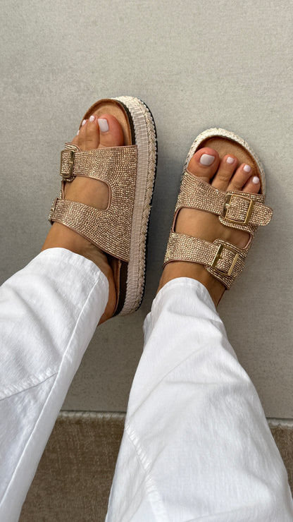 Miranda Embellished Detailed Platform Buckle Slider