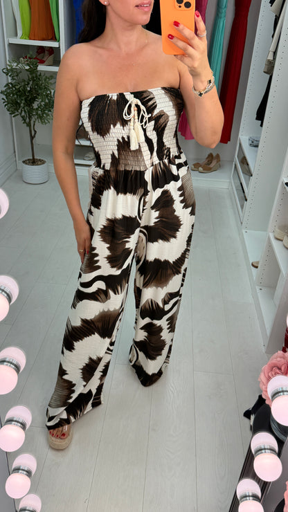 Mirabel Abstract Print Elasticated Bust Bandeau Jumpsuit