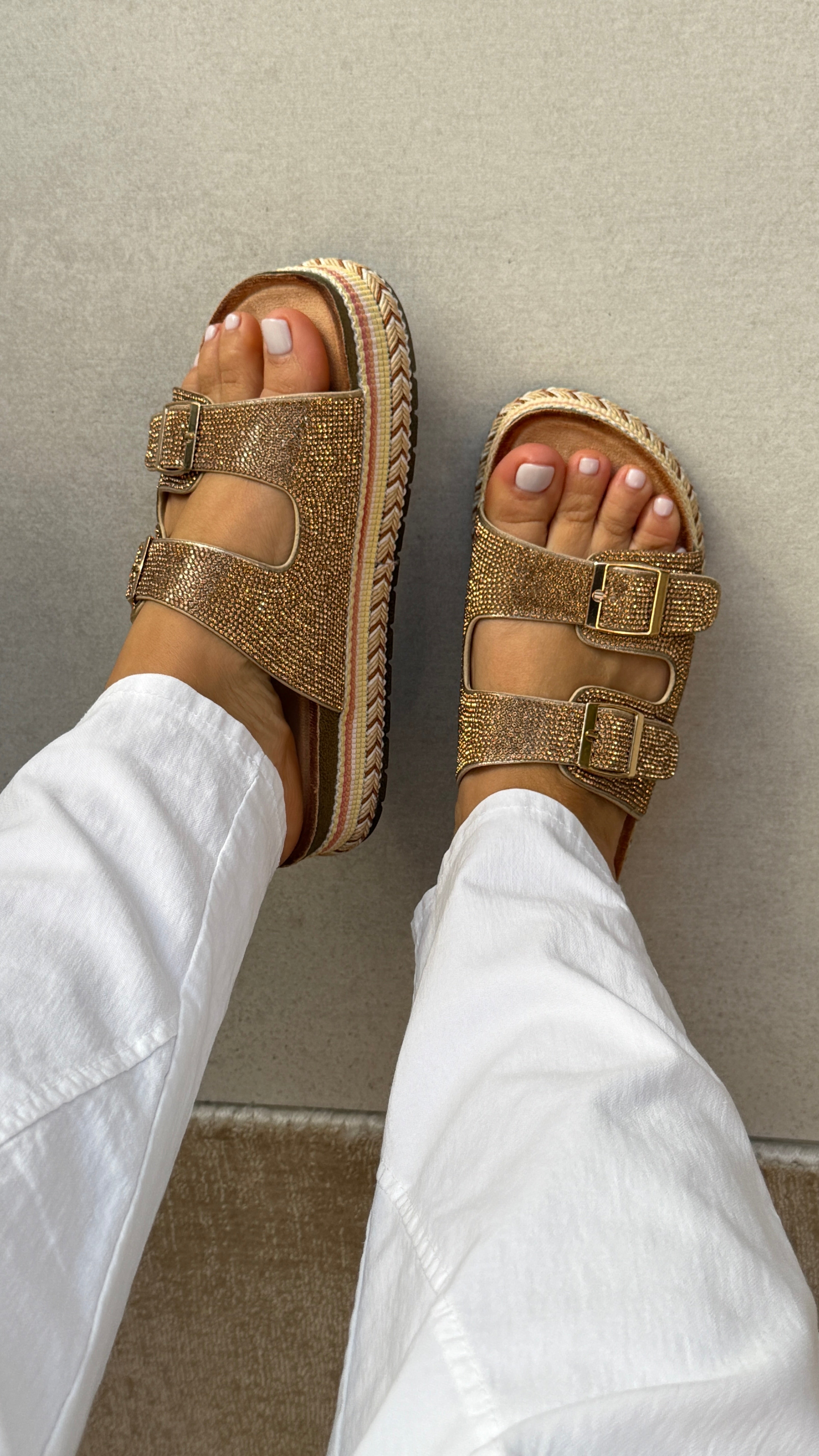 Miranda Embellished Detailed Platform Buckle Slider