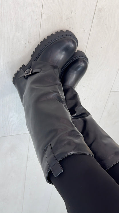 Rosalin Faux Leather Chunky Sole Boots
