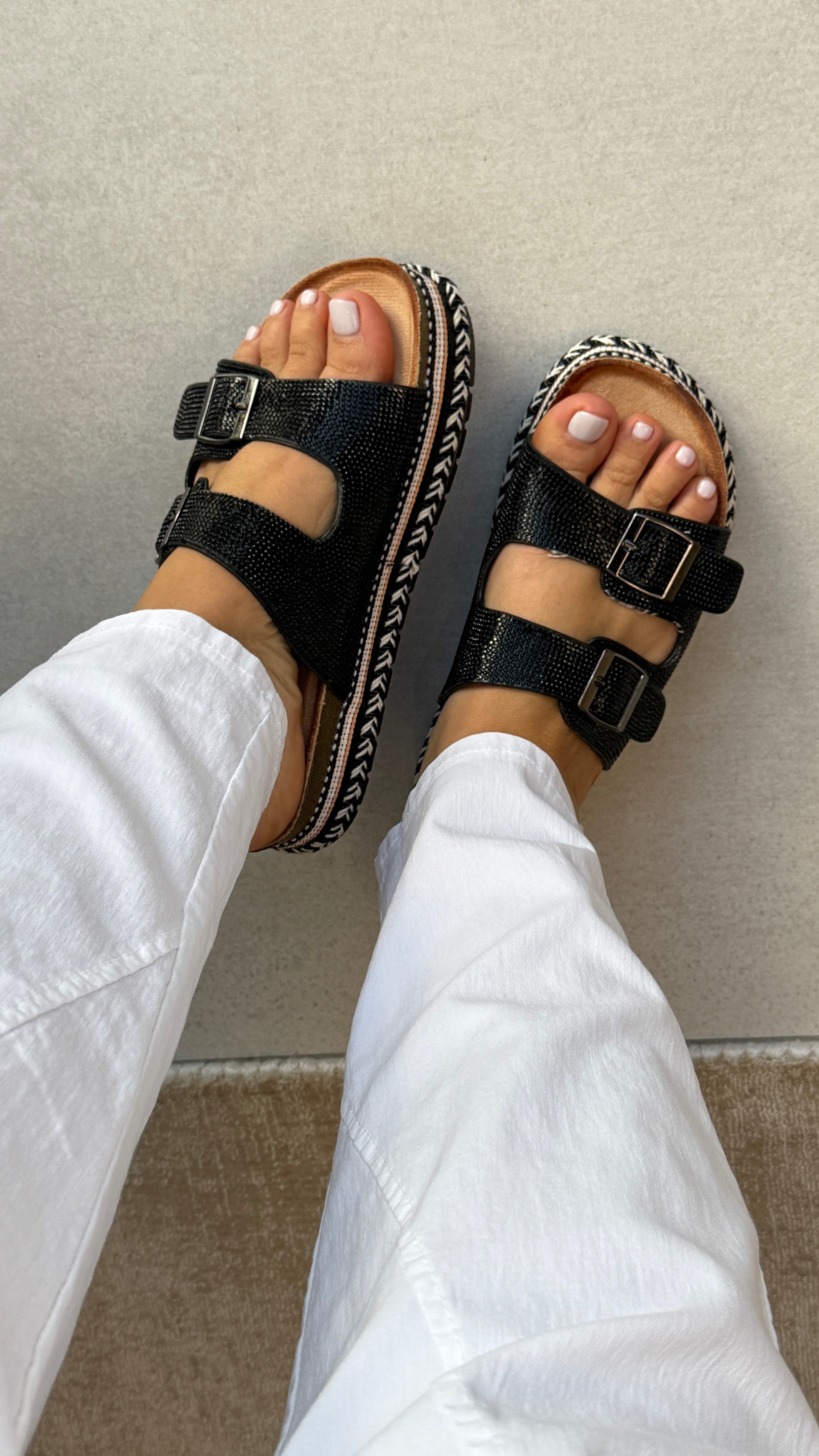 Miranda Embellished Detailed Platform Buckle Slider