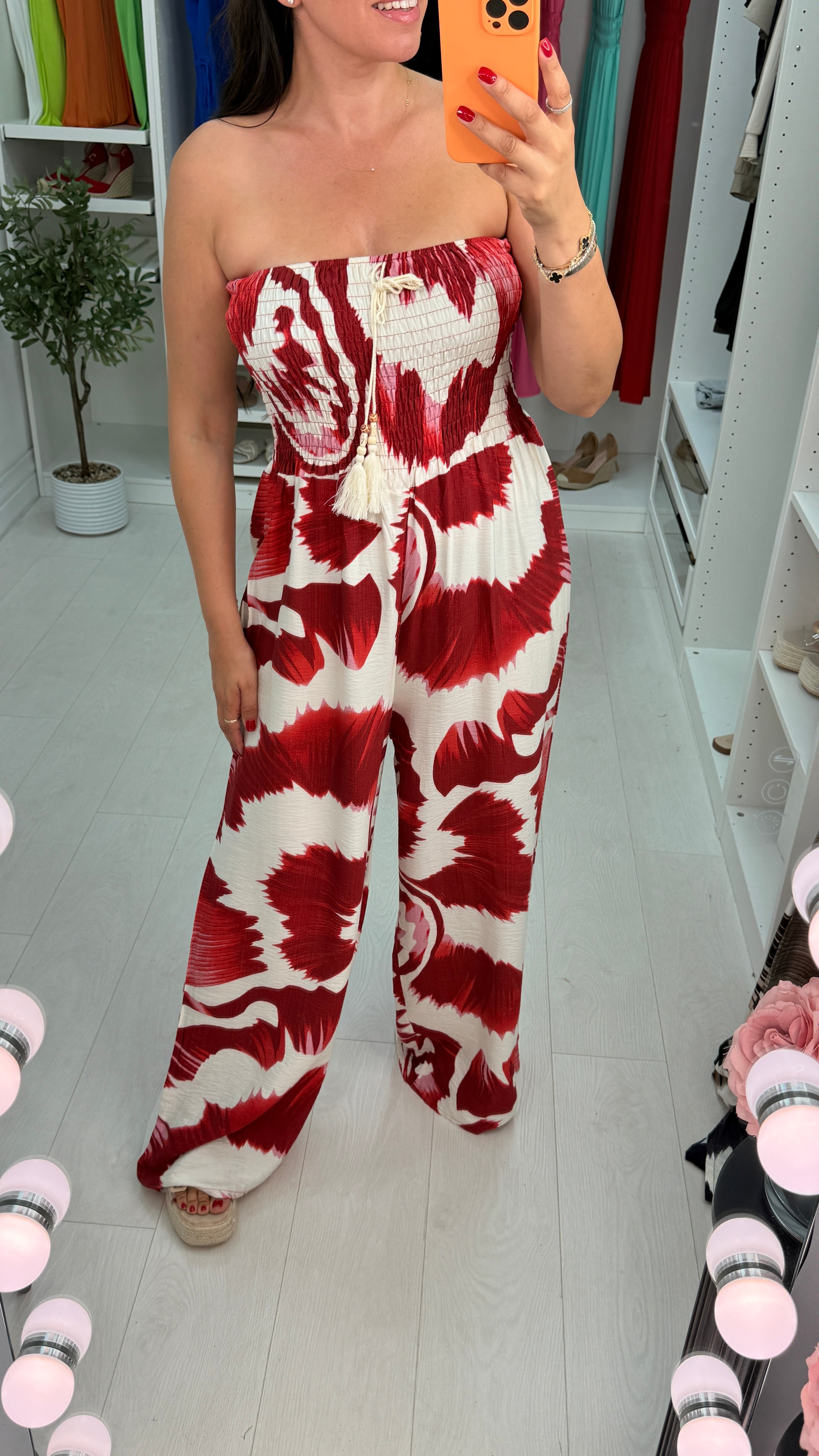 Mirabel Abstract Print Elasticated Bust Bandeau Jumpsuit