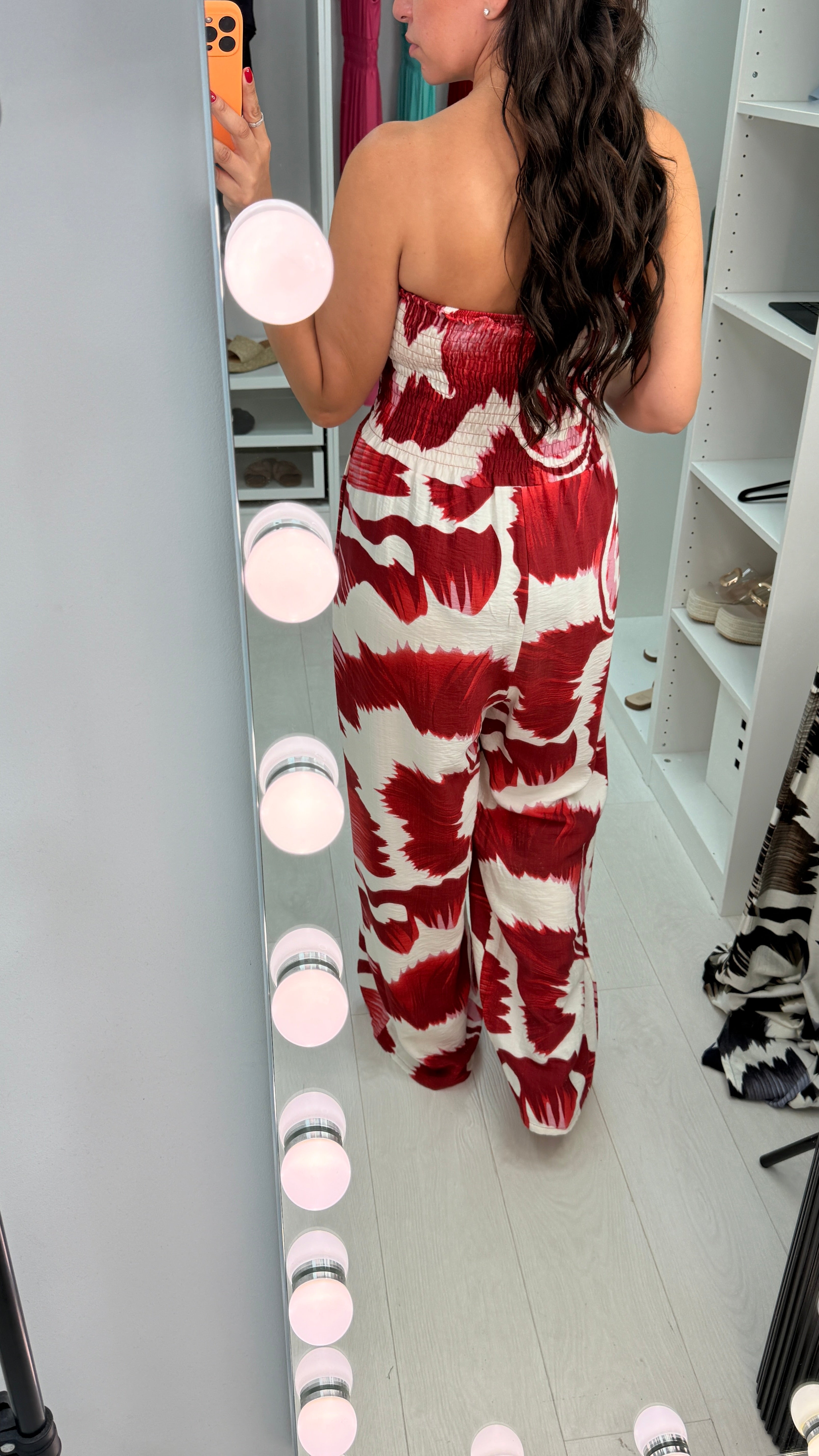 Mirabel Abstract Print Elasticated Bust Bandeau Jumpsuit