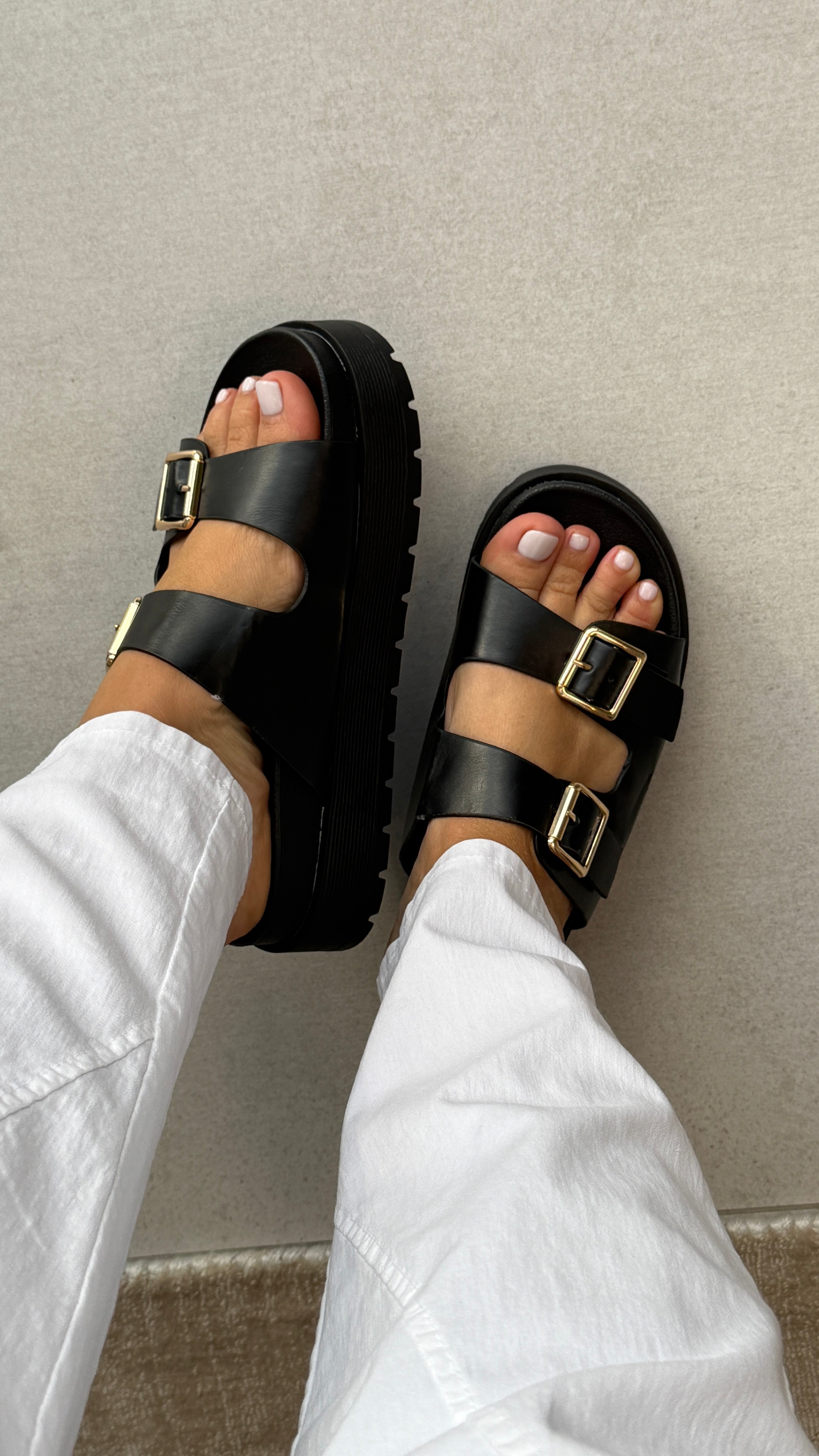 Emerie Double Strap Buckle Detailed Sliders