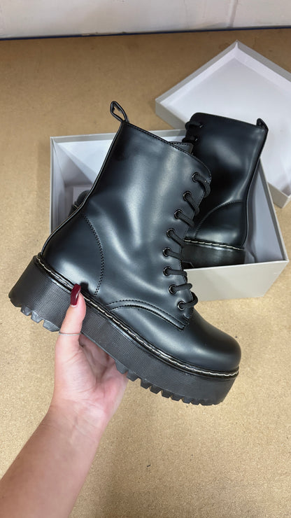 Pedro Faux Leather Chunky Sole Biker Boots