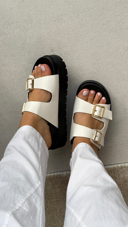 Emerie Double Strap Buckle Detailed Sliders