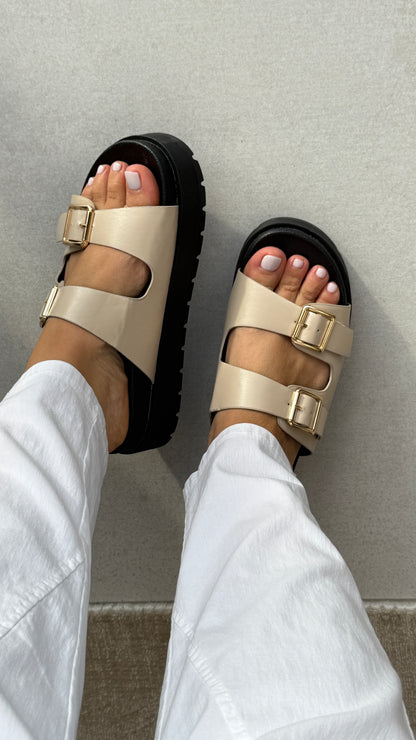Emerie Double Strap Buckle Detailed Sliders