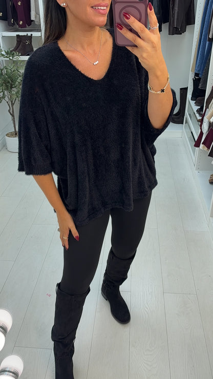Trinity Plain Fluffy Batwing Jumper