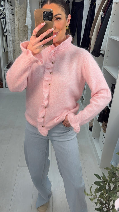 Evia Frill Trim Front Button Super Soft Jumper