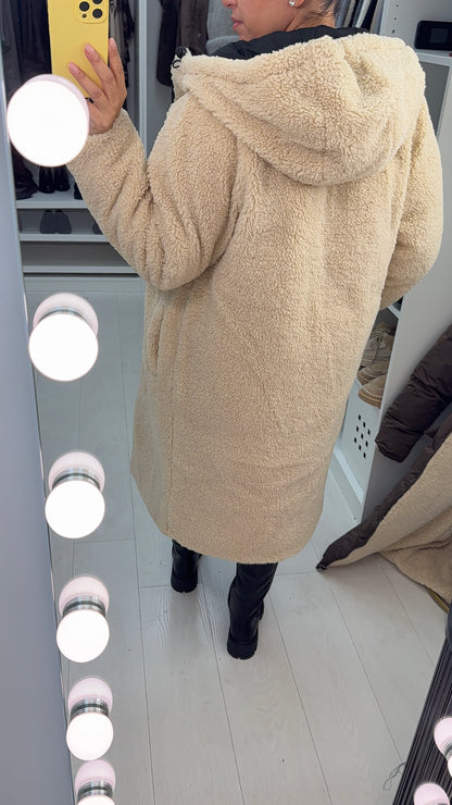 Nina Teddy & Puffer Reversible Longline Coat