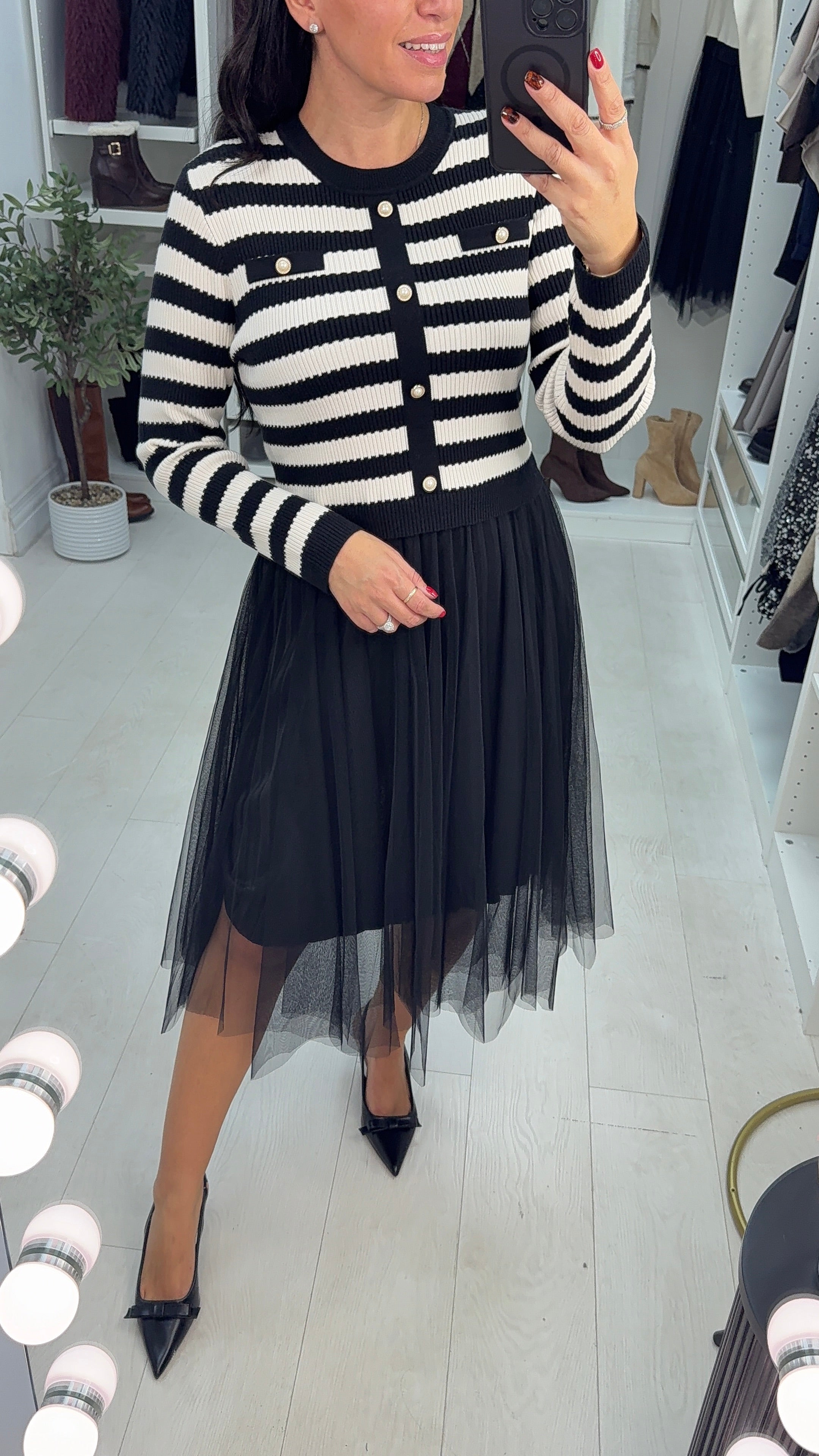 Amayah Mesh Skirt Knitted Dress