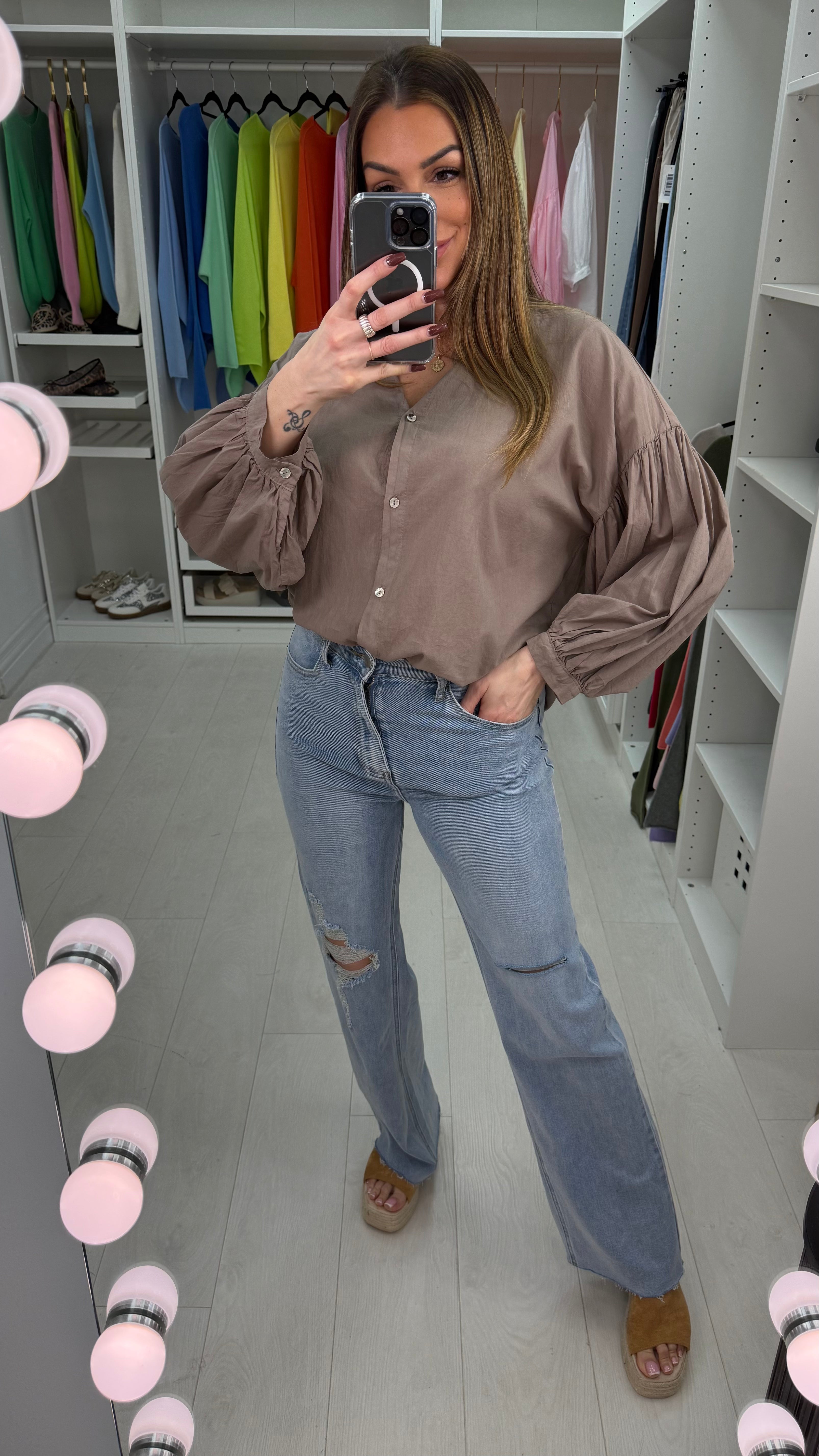 Maddy High Waisted Ripped Wide Leg Jeans