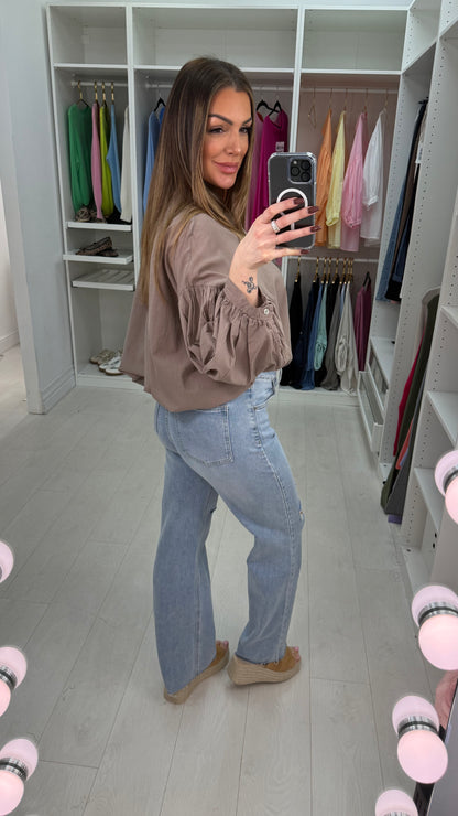 Maddy High Waisted Ripped Wide Leg Jeans