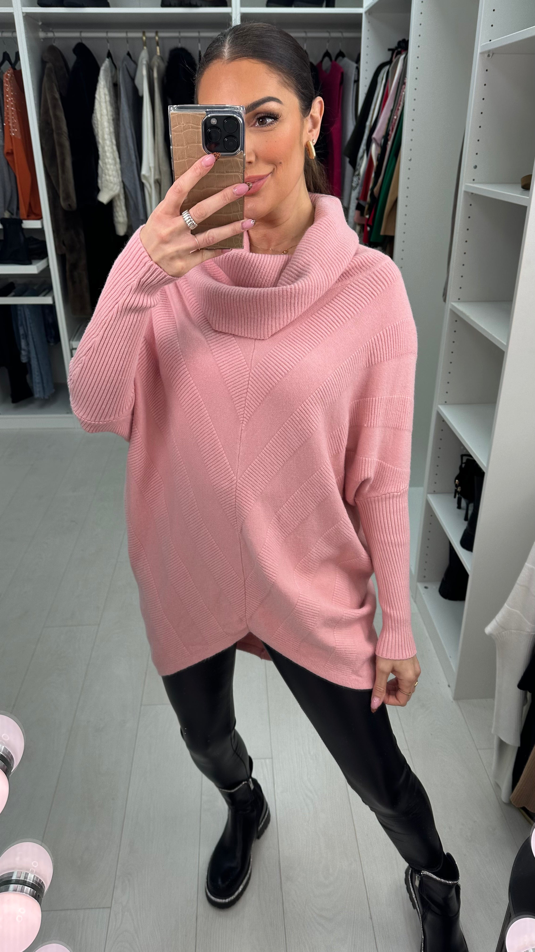 Clement Ribbed Panel Front Roll Neck Jumper