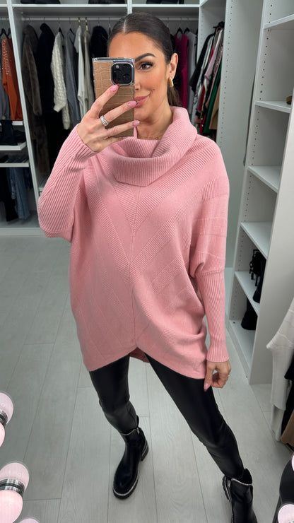 Clement Ribbed Panel Front Roll Neck Jumper