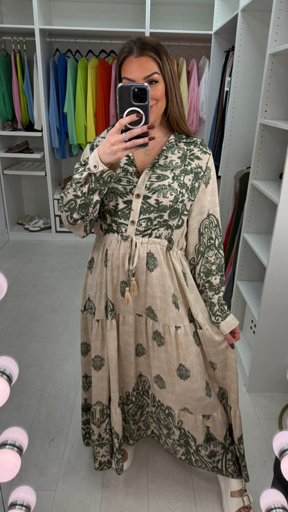 Cordelia Abstract Maxi Shirt Dress