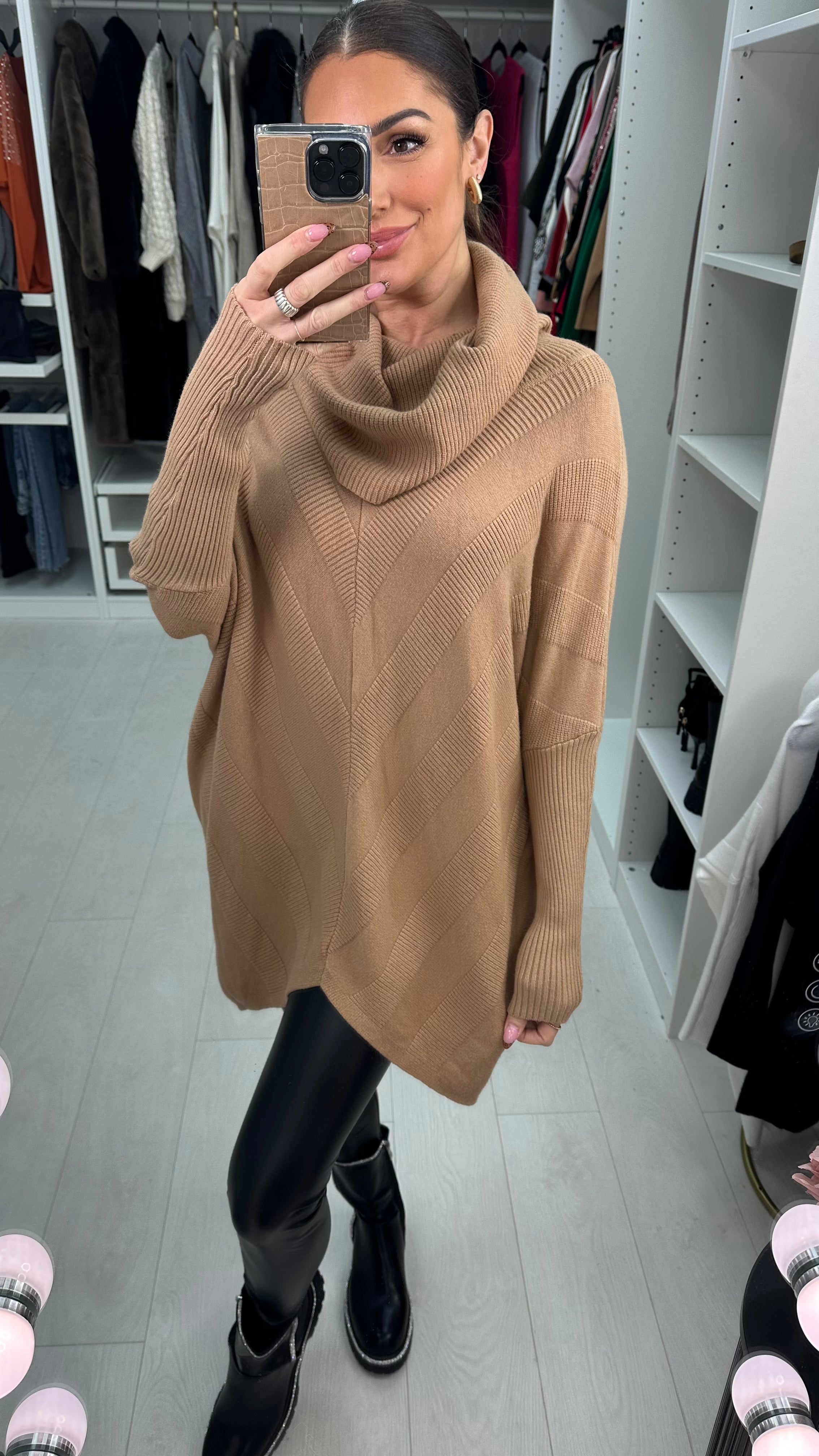 Clement Ribbed Panel Front Roll Neck Jumper