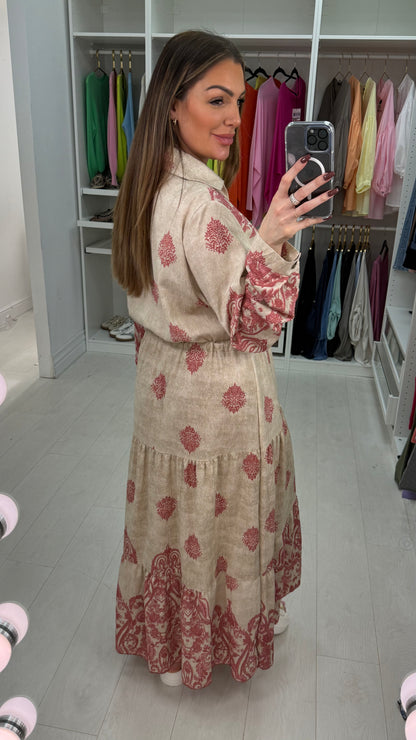 Cordelia Abstract Maxi Shirt Dress