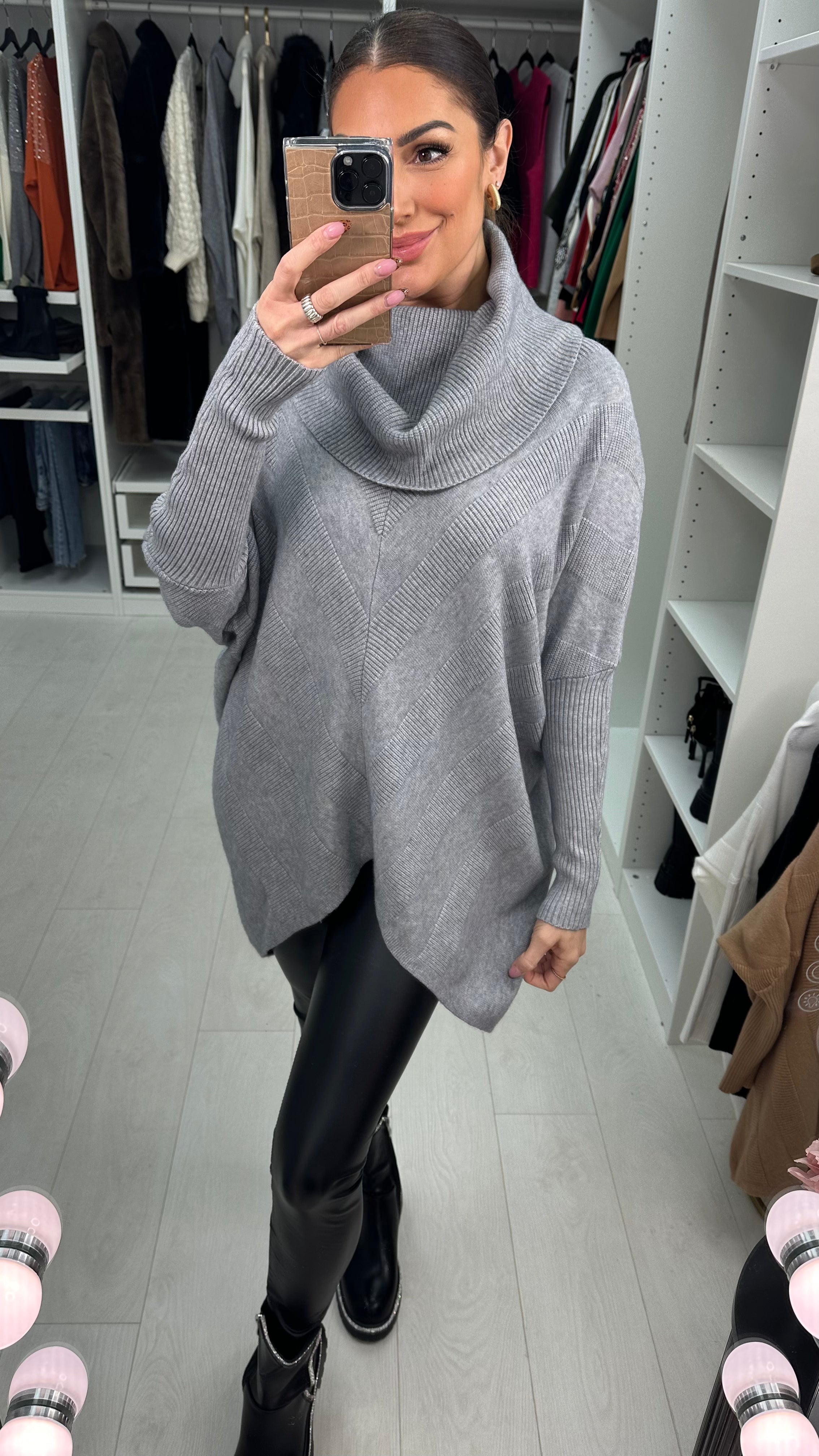 Clement Ribbed Panel Front Roll Neck Jumper