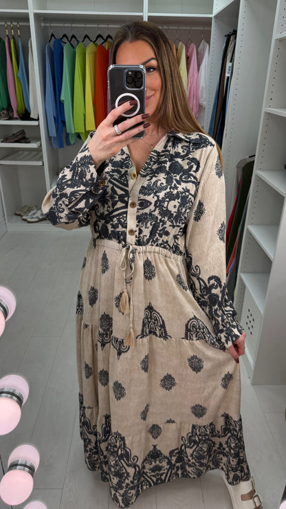 Cordelia Abstract Maxi Shirt Dress