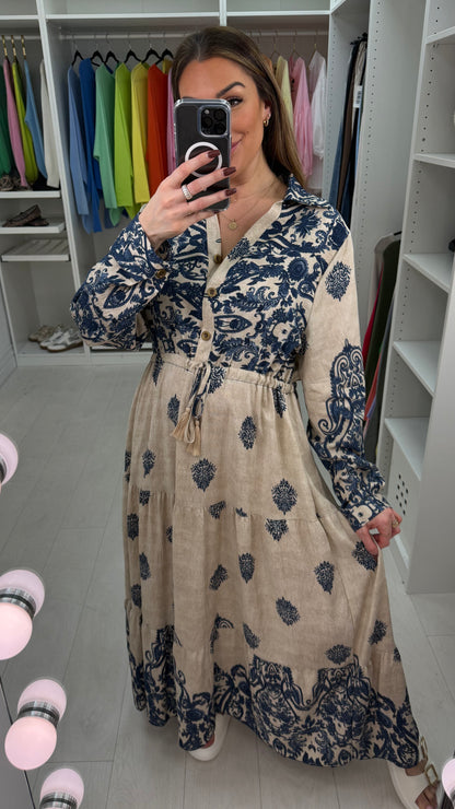 Cordelia Abstract Maxi Shirt Dress