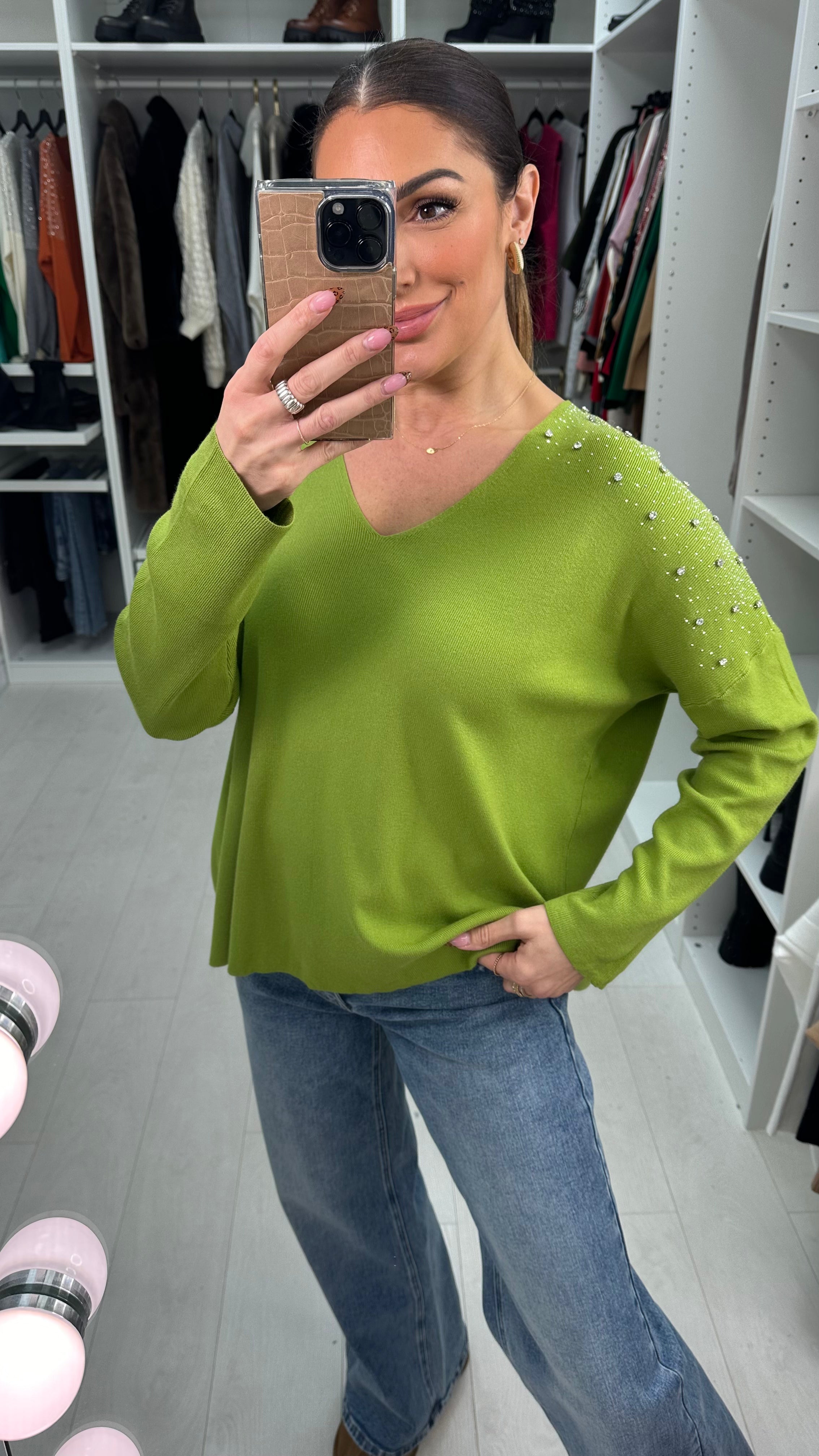 Paloma Embellished V Neck Knit Jumper