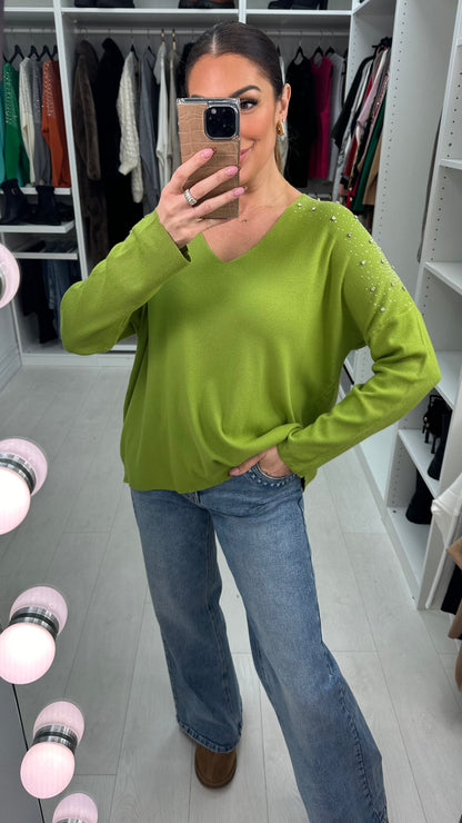 Paloma Embellished V Neck Knit Jumper