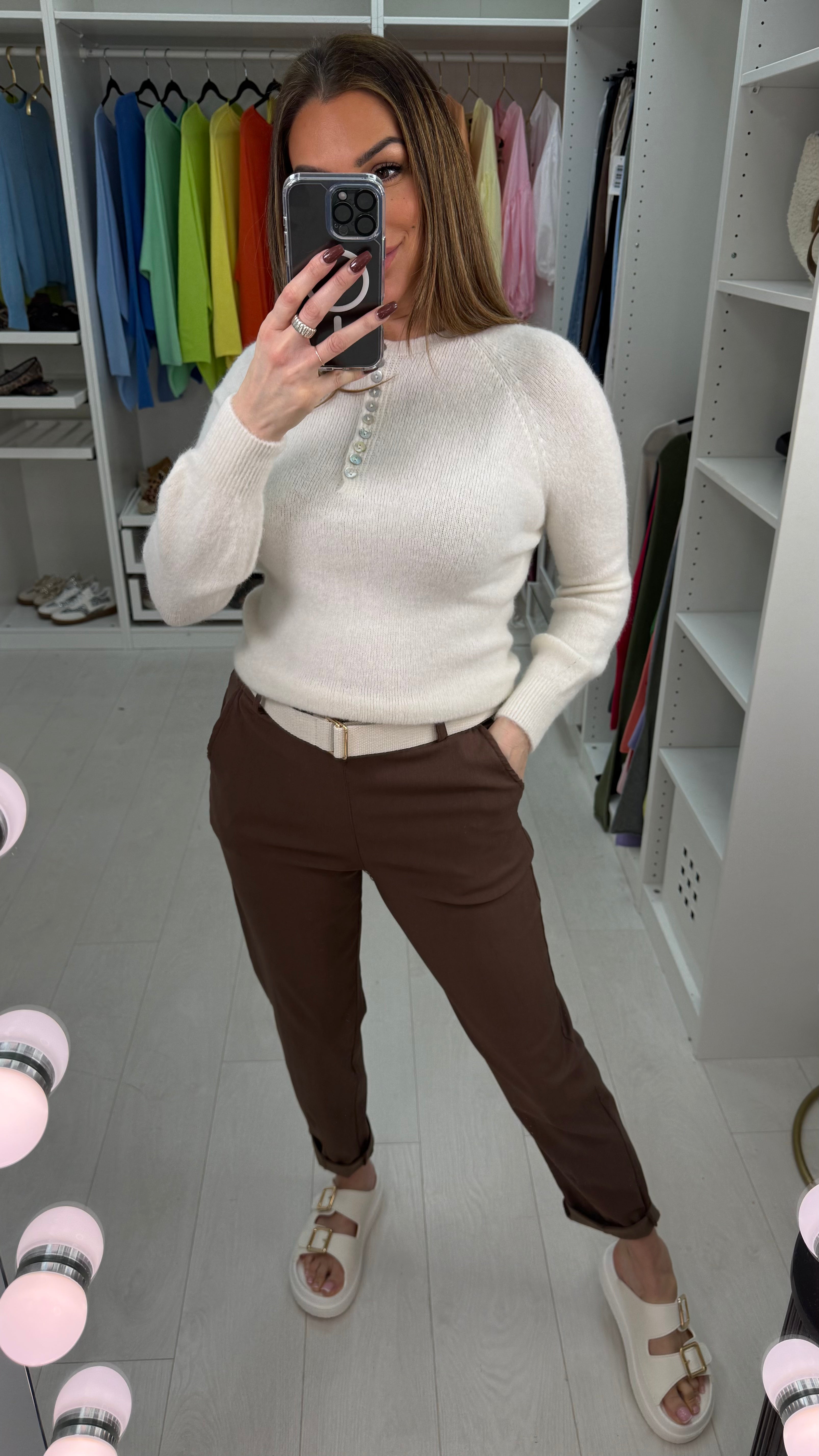 Amor Plain Magic Fit Belted Trousers