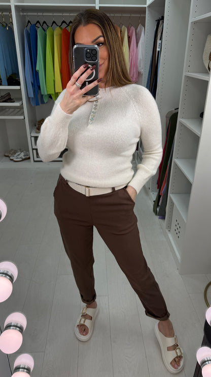Amor Plain Magic Fit Belted Trousers