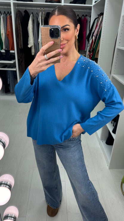Paloma Embellished V Neck Knit Jumper